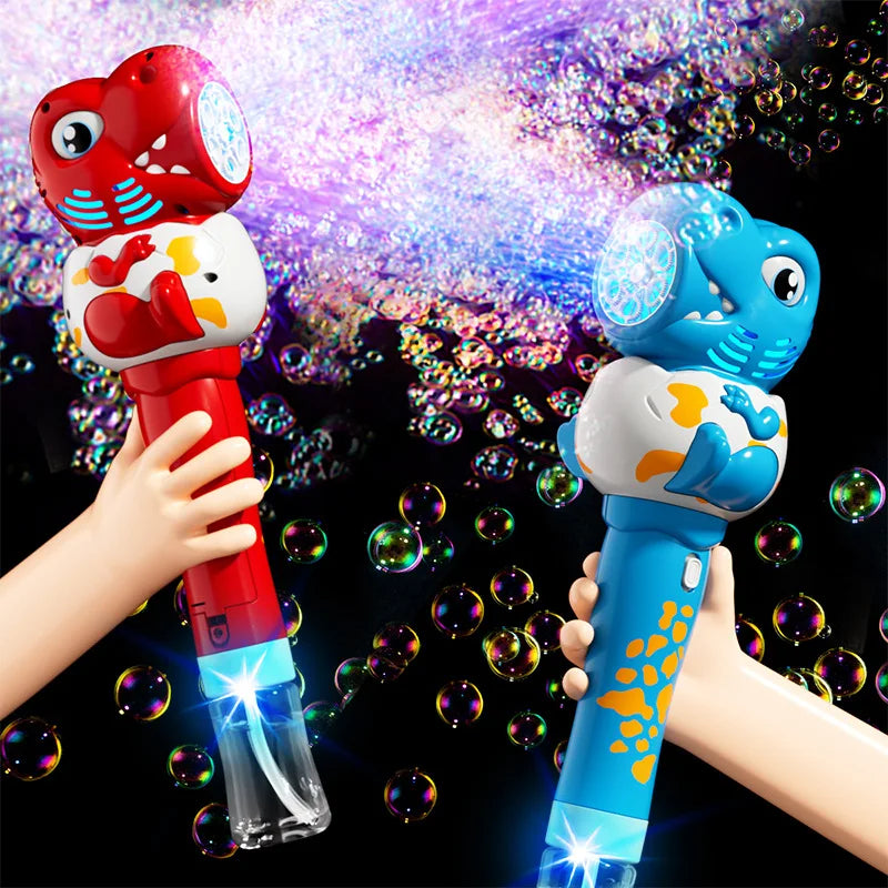 cadeau anniversaire pistolet bulles dinosaure rouge bleu bulles fond noir