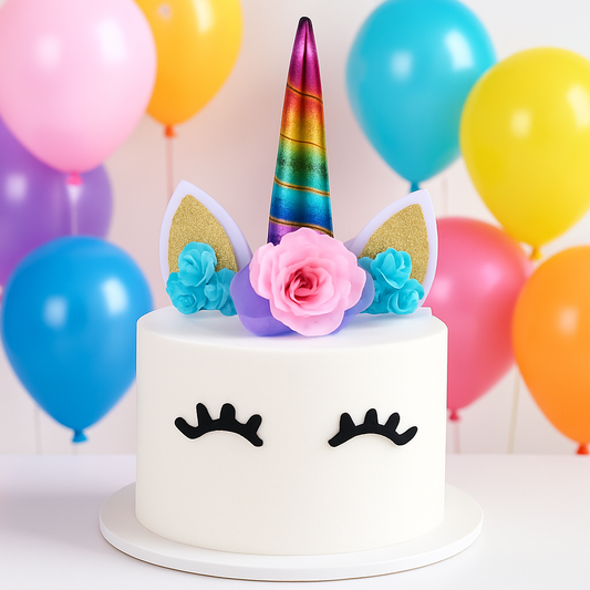 cake topper licorne multicolore ballons colores