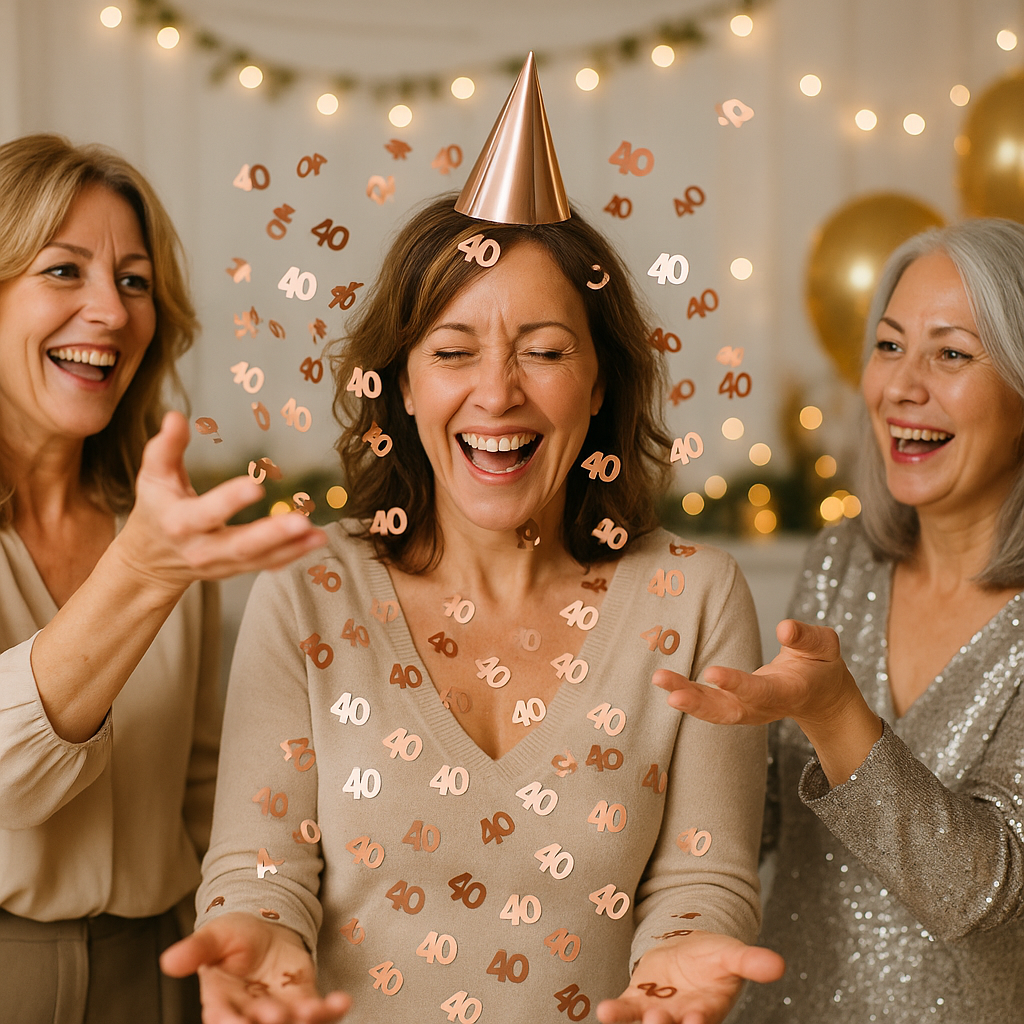 confetti numerique 40 femmes souriantes lance confettis
