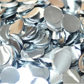 confettis ronds papier soie argent