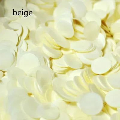 confettis ronds papier soie beige