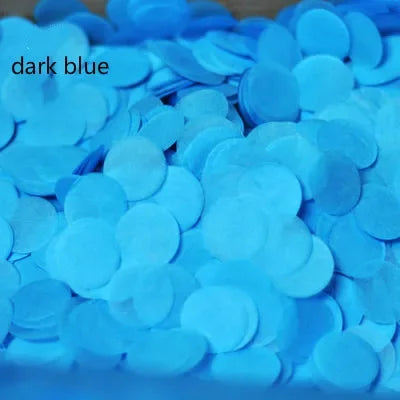 confettis ronds papier soie bleu fonce