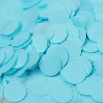 confettis ronds papier soie bleu pale