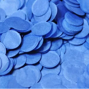 confettis ronds papier soie bleu royale