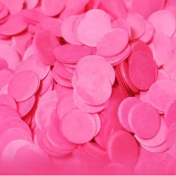 confettis ronds papier soie rose fonce