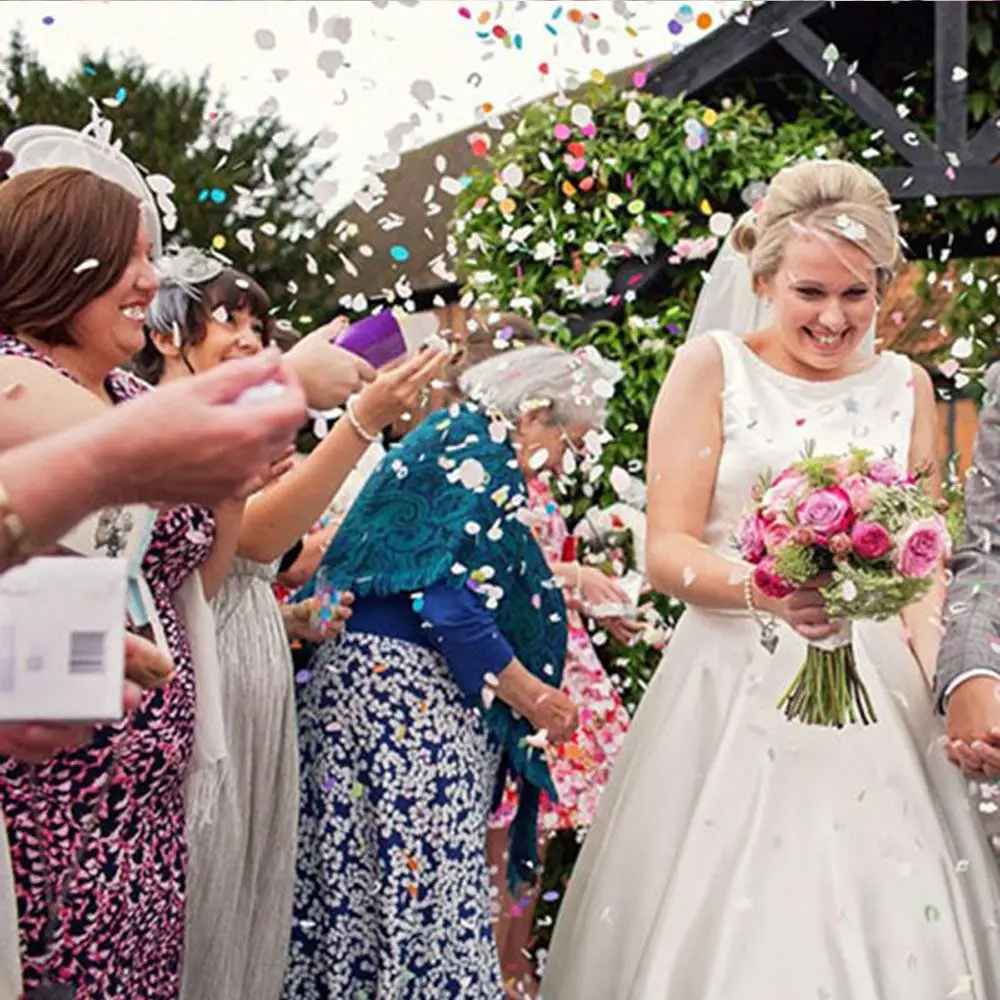 confettis ronds papier soie rose mariee invites
