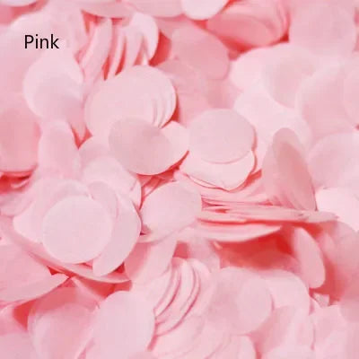 confettis ronds papier soie rose pale