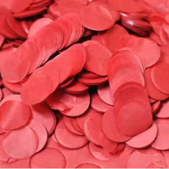 confettis ronds papier soie rouge