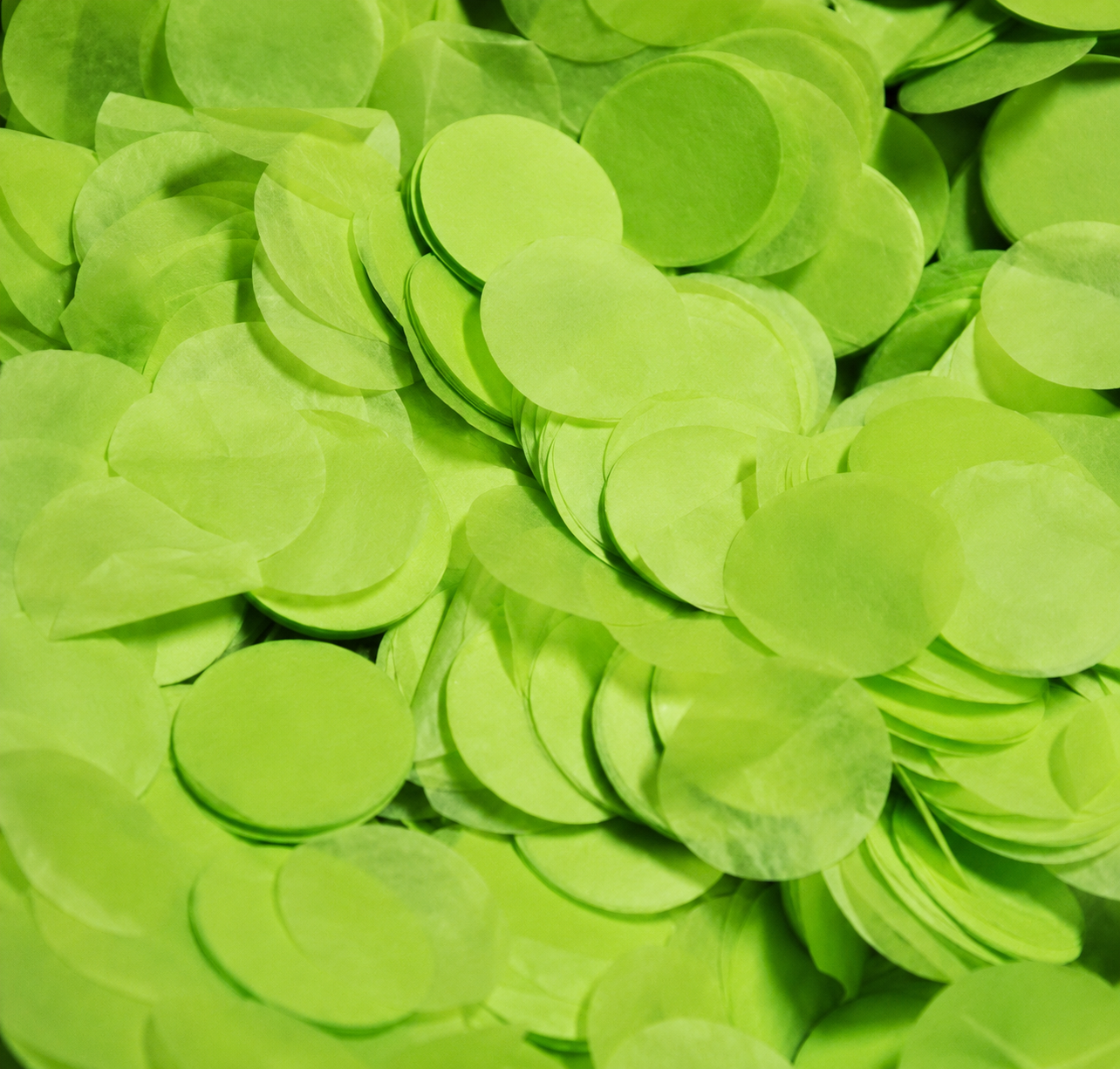 confettis ronds papier soie vert lime
