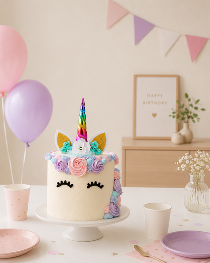 gateau anniversaire cake topper licorne table fanion ballon