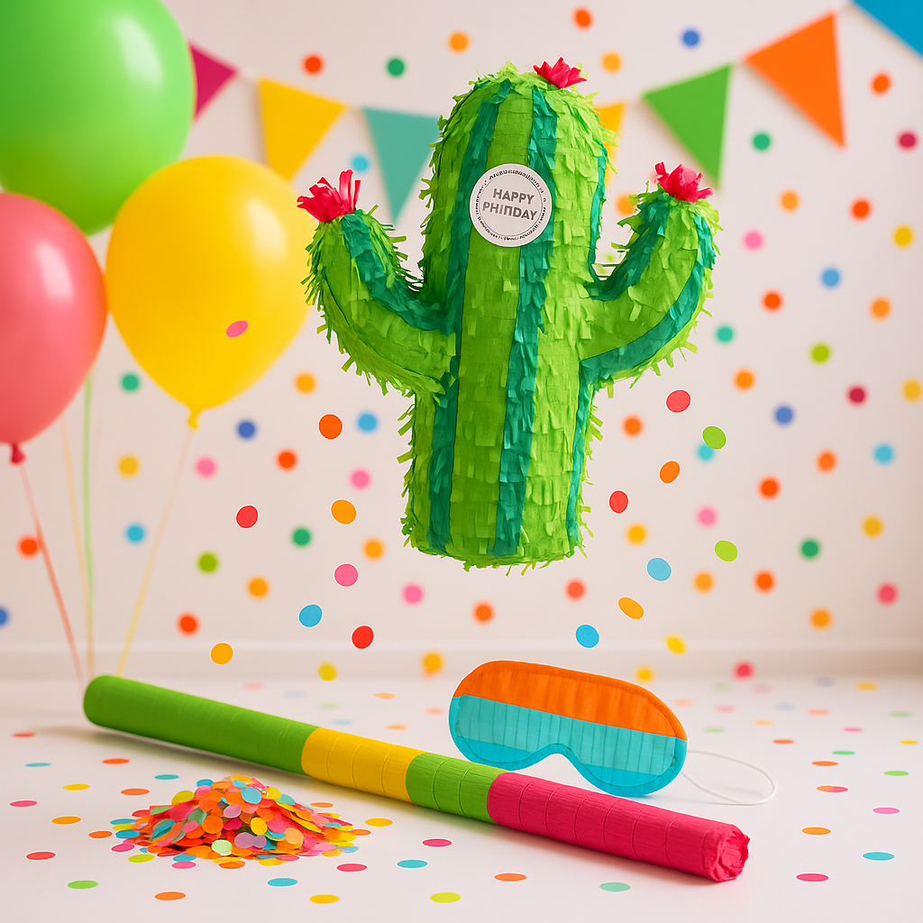 pinata cactus confettis ballons