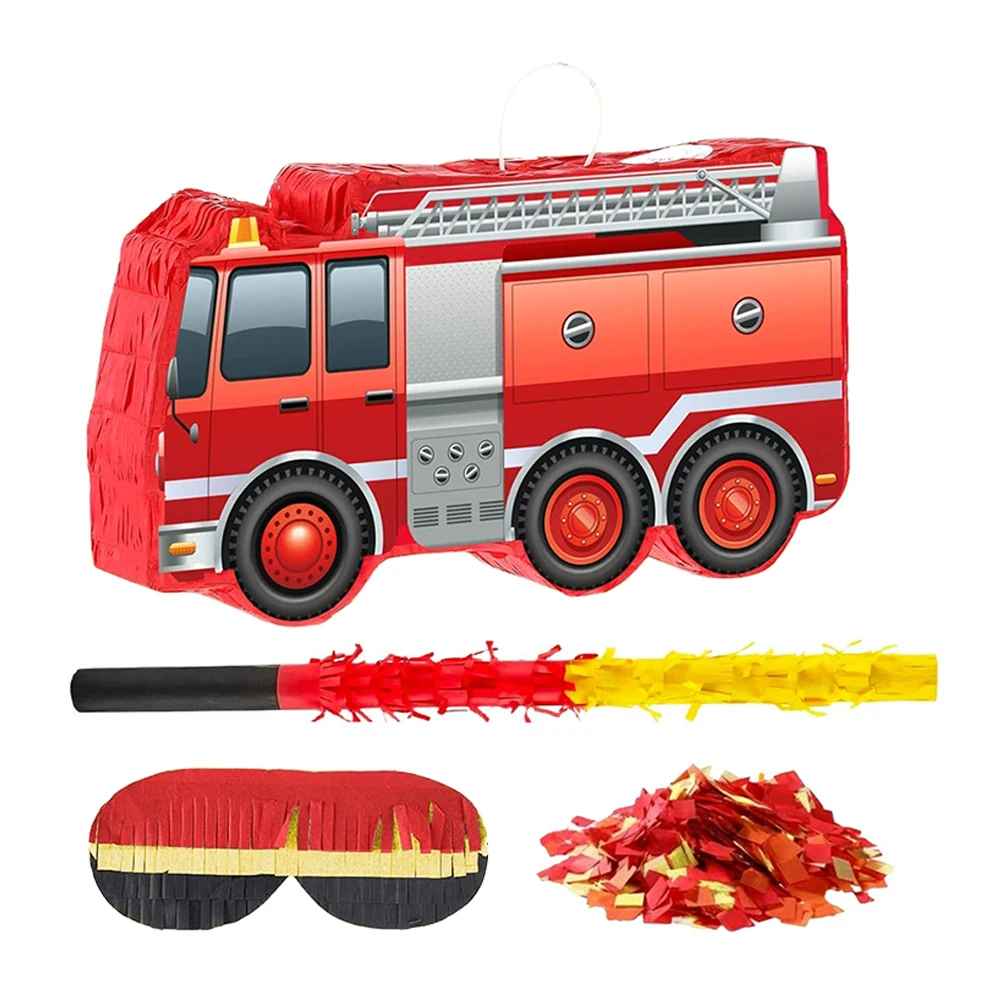 pinata camion pompier baton bandeau confettis 1