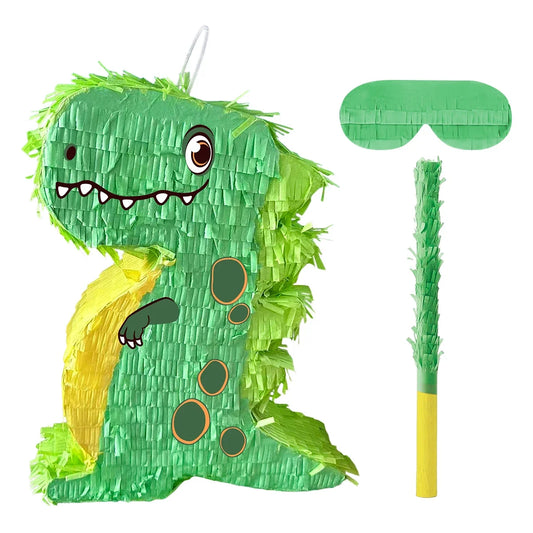 pinata dinosaure vert baton bandeau