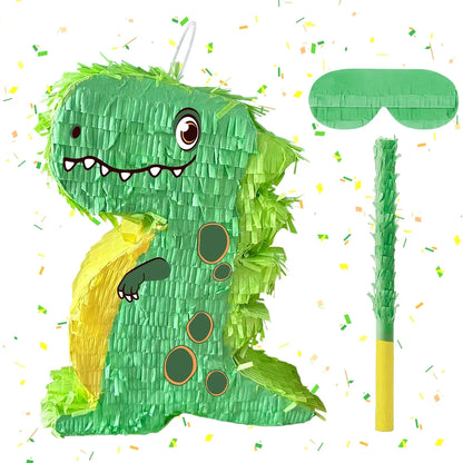 pinata dinosaure vert confettis