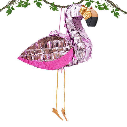 pinata flamant rose feuillage