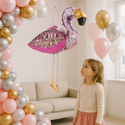 pinata flammant rose fillette ballons
