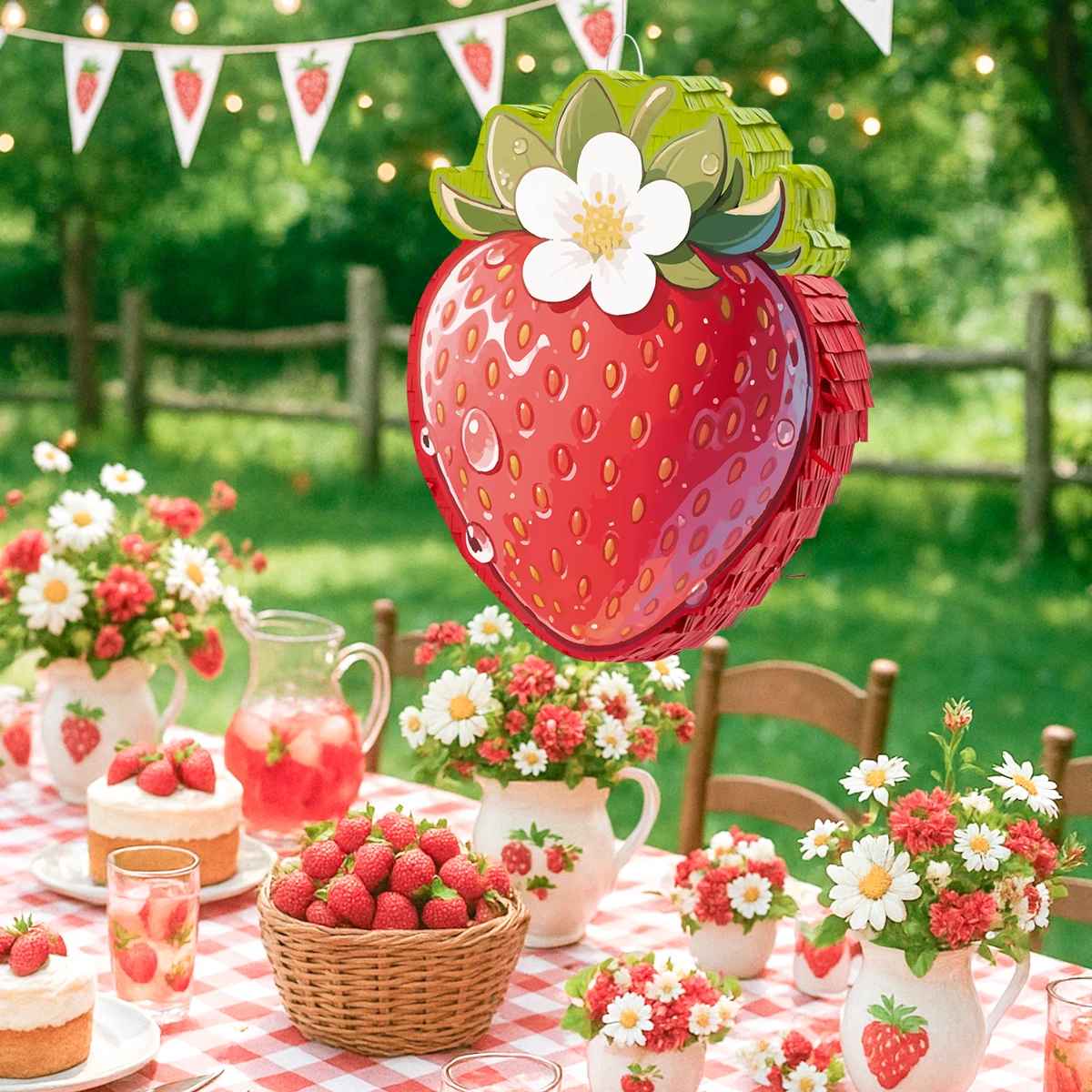 pinata fraise dimension table fleurs fraises