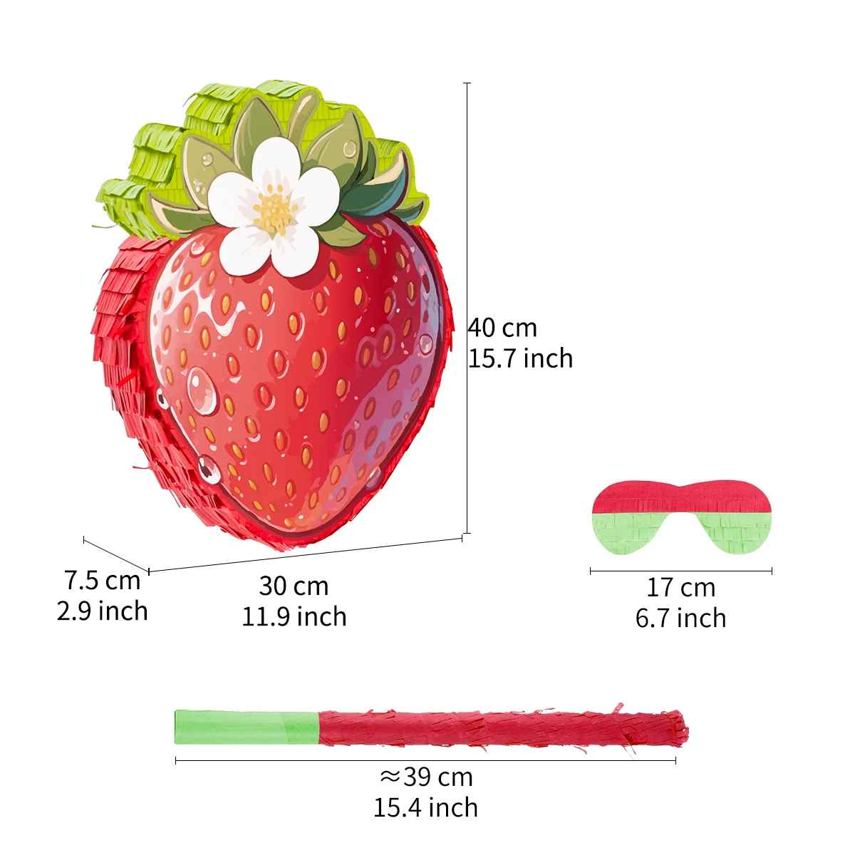 pinata fraise dimension