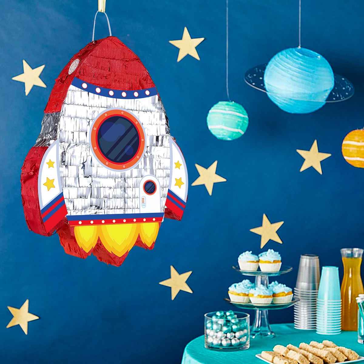 pinata fusee baton cupcake table planete etoile