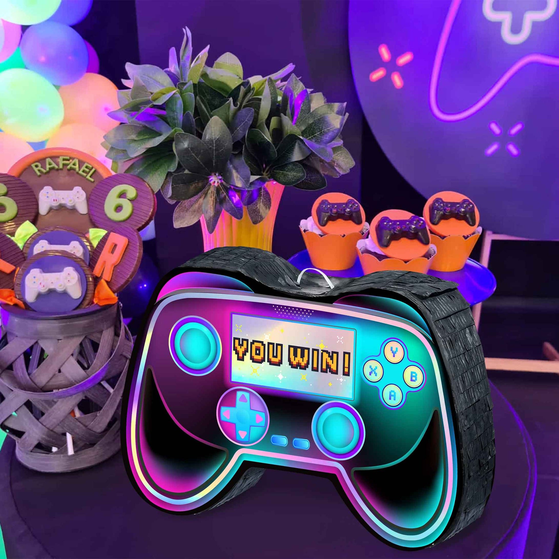 pinata manette jeux video ambiance festive