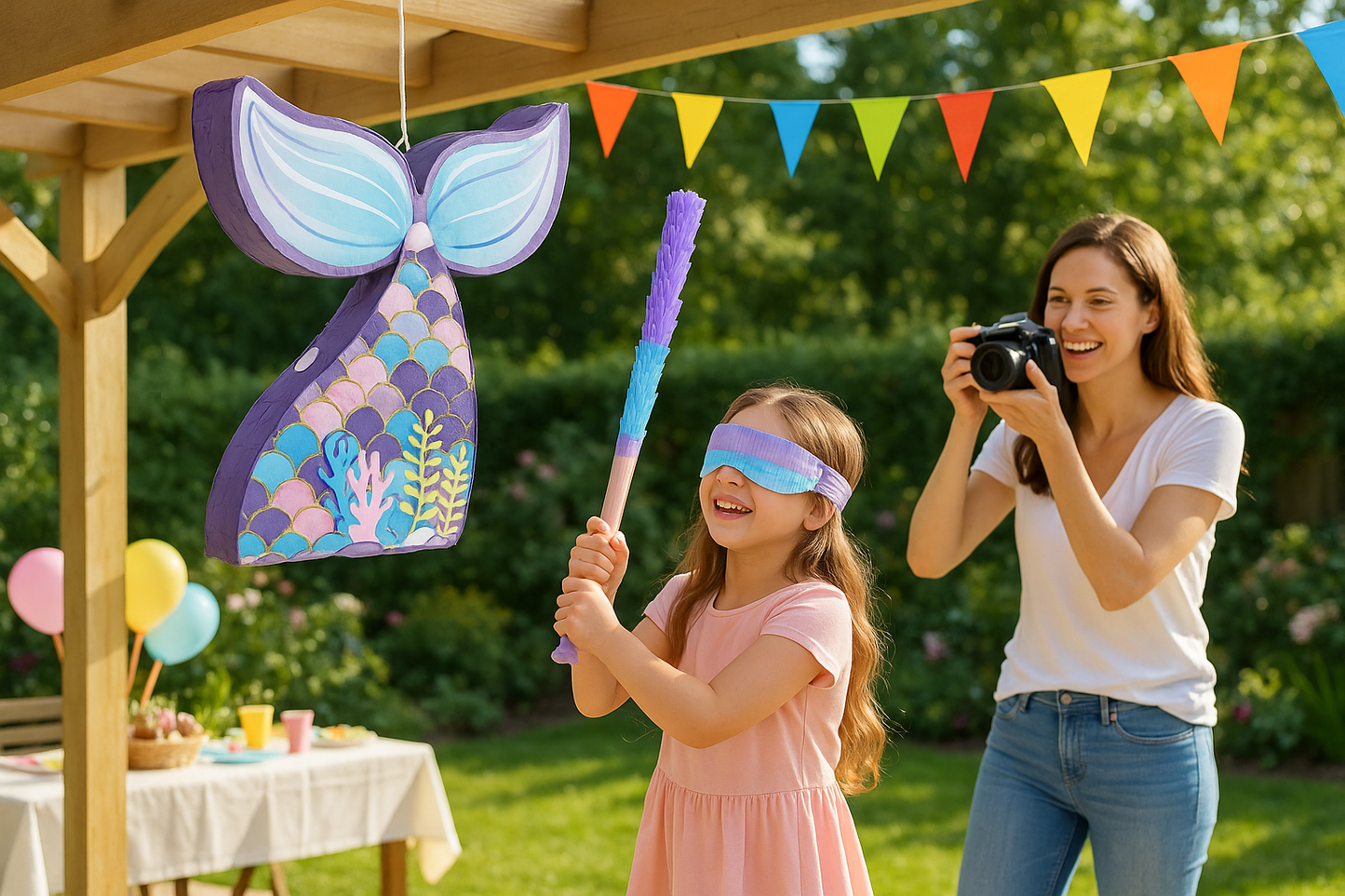 pinata queue sirene fillette mere photo
