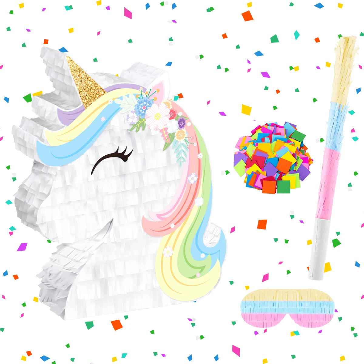 pinata tete licorne confettis