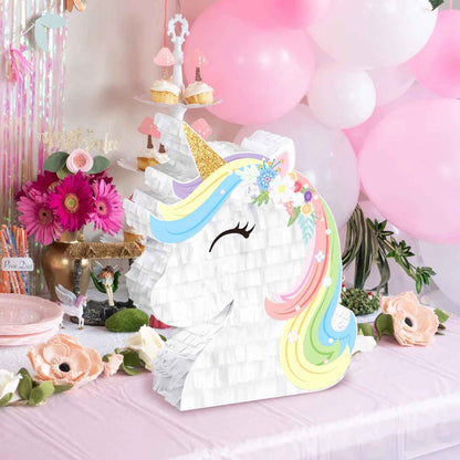 pinata tete licorne table fleurs ballons rose