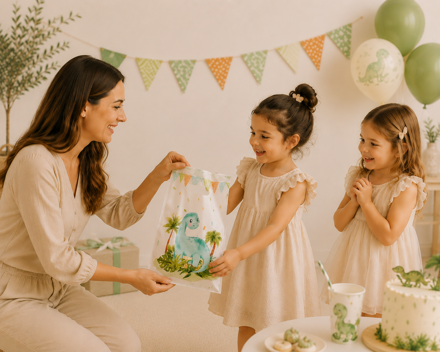 sac cadeau dinosaure enfant fete amis ballon maman gateau fanion