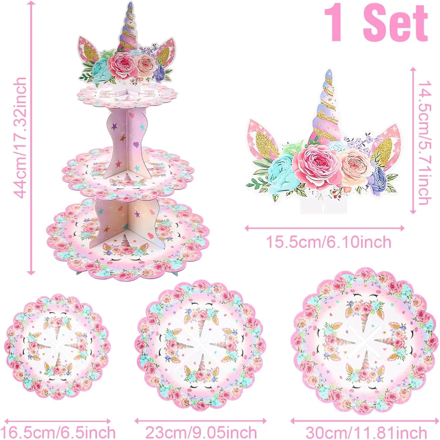 support gateau cupcake fleurs dimension